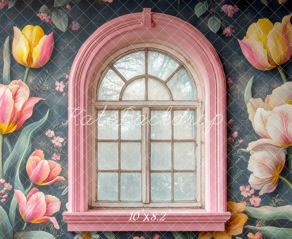 Kate Pink Arch Window Tulip Backdrop Designed by Mini MakeBelieve - Image 6