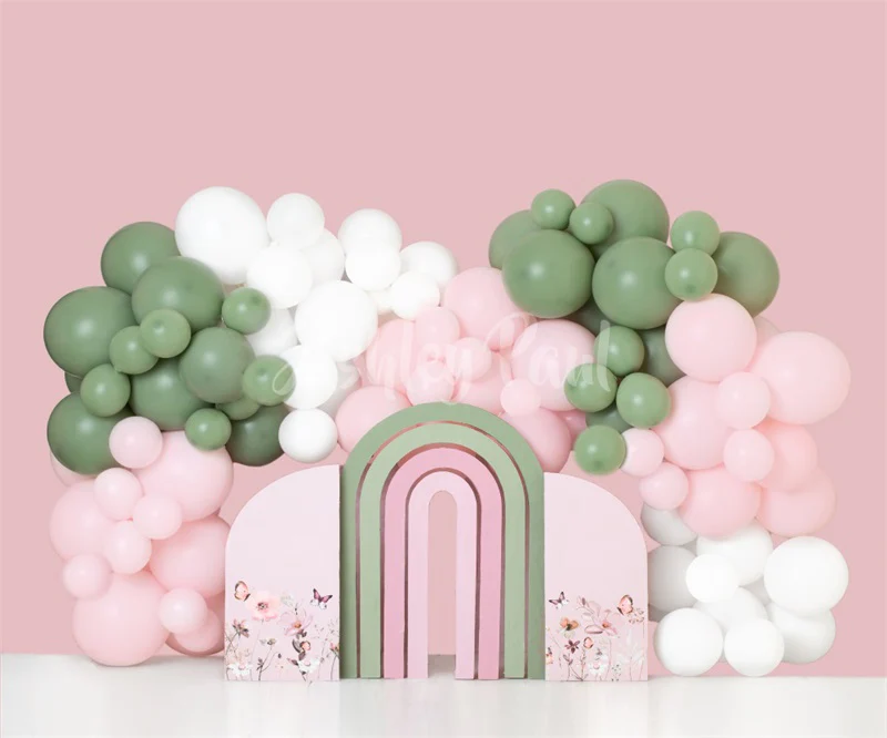 Kate Pink Balloon Arch Birthday Backdrop Designed by Ashley Paul - Image 3