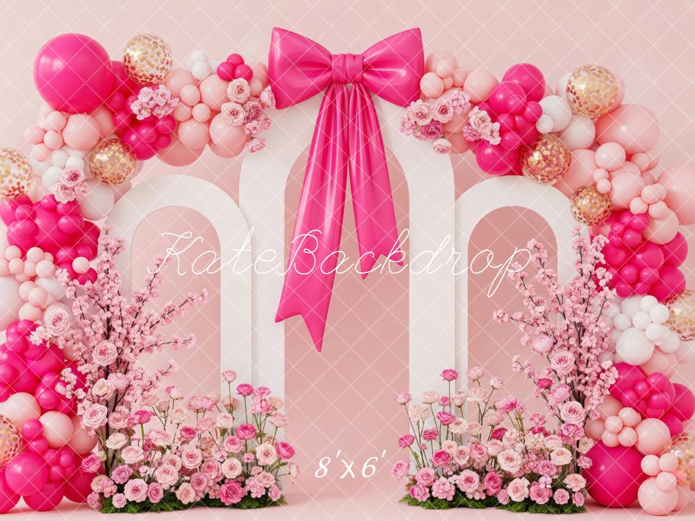 Kate Pink Balloon Arch Bow Backdrop Designed by Patty Robert - Image 3