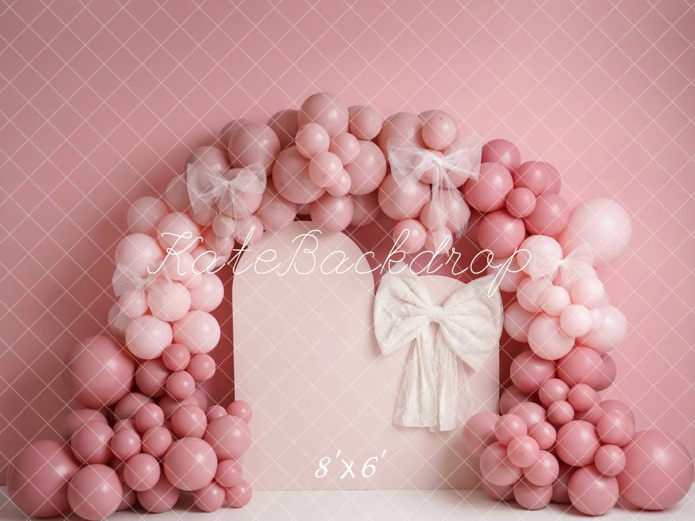 Kate Pink Balloon Arch Tulle Bows Backdrop Designed by Patty Robert - Image 3