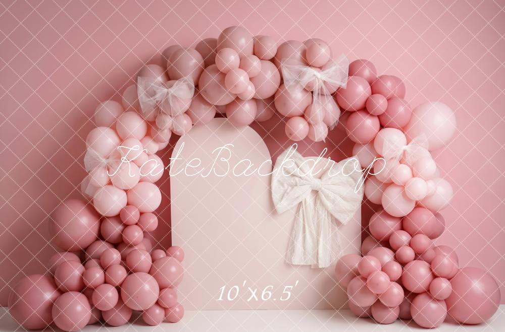 Kate Pink Balloon Arch Tulle Bows Backdrop Designed by Patty Robert - Image 4