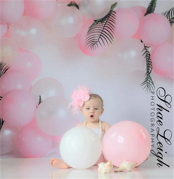 Kate Pink Balloon Garland Birthday Backdrop for Photography Designed by Megan Leigh Photography - Image 4