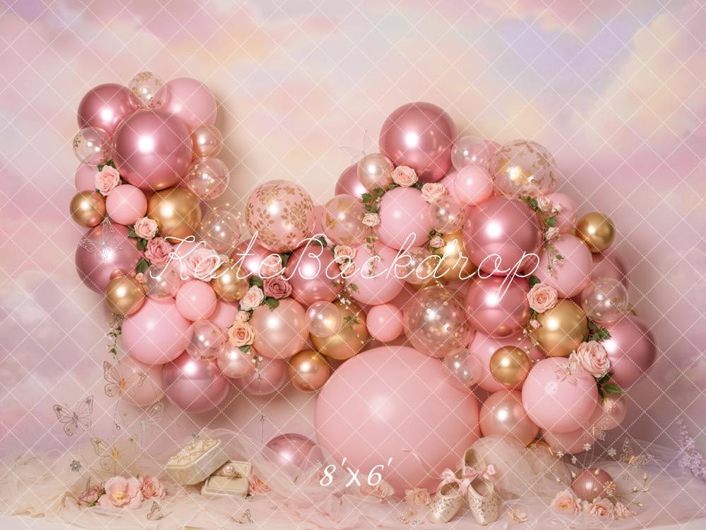 Kate Pink Balloon Rose Garland Pastel Backdrop Designed by Emetselch - Image 3