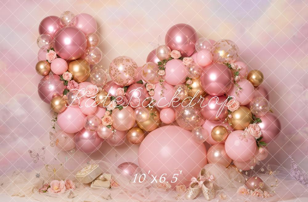 Kate Pink Balloon Rose Garland Pastel Backdrop Designed by Emetselch - Image 4