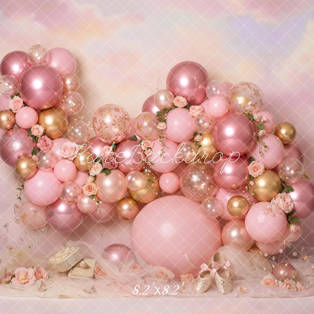 Kate Pink Balloon Rose Garland Pastel Backdrop Designed by Emetselch - Image 5