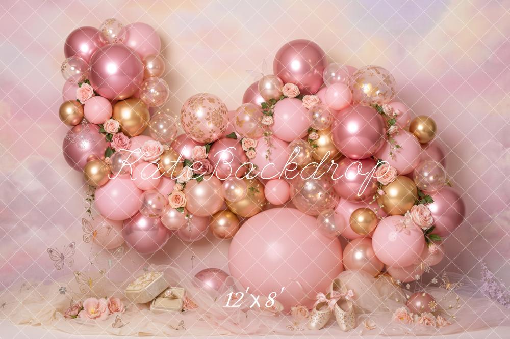 Kate Pink Balloon Rose Garland Pastel Backdrop Designed by Emetselch - Image 8
