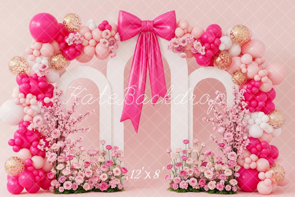 Kate Pink Balloons Arch Bow Fleece Backdrop Designed by Patty Robert - Image 4