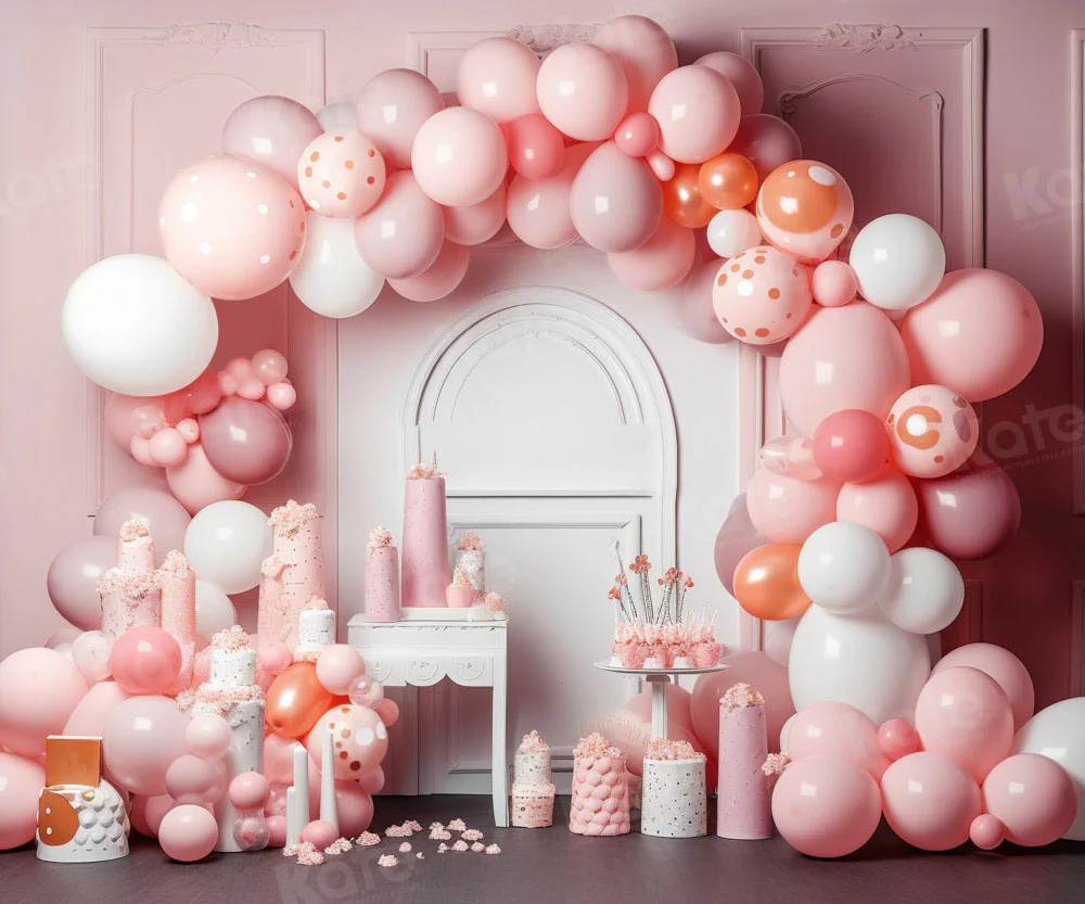Kate Pink Balloons Birthday Party Backdrop Designed by Chain Photography - Image 3
