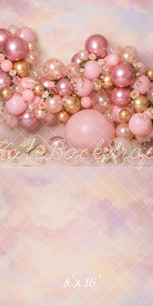 Kate Pink Balloons Pastel Clouds Backdrop Designed by Emetselch - Image 7