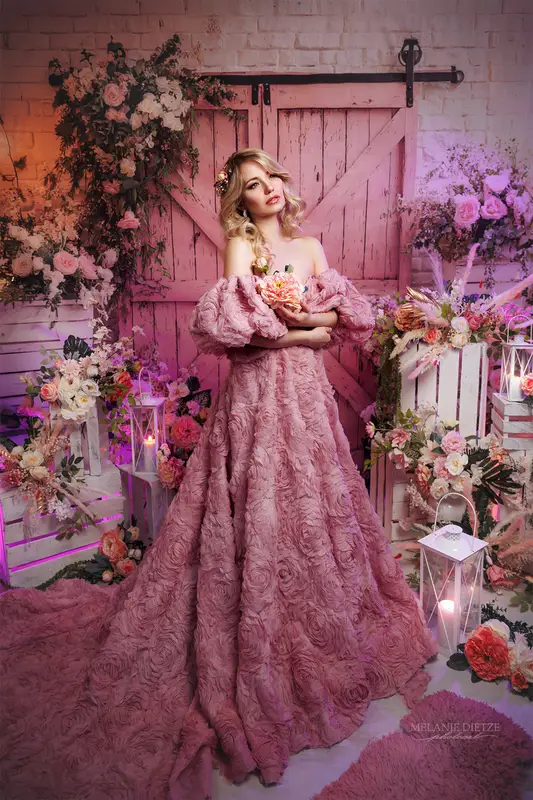 Kate Spring Pink Barn Door Floral Arch Backdrop Designed by Ashley Paul - Image 3