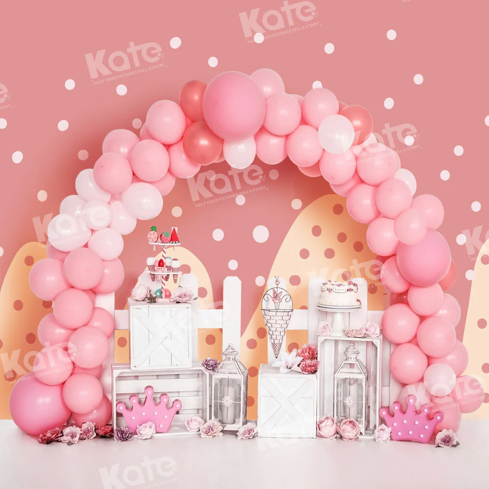 Kate Pink Birthday Balloons Girly Backdrop Designed by Emetselch - Image 2