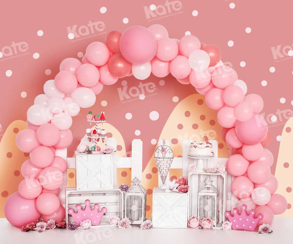 Kate Pink Birthday Balloons Girly Backdrop Designed by Emetselch - Image 3