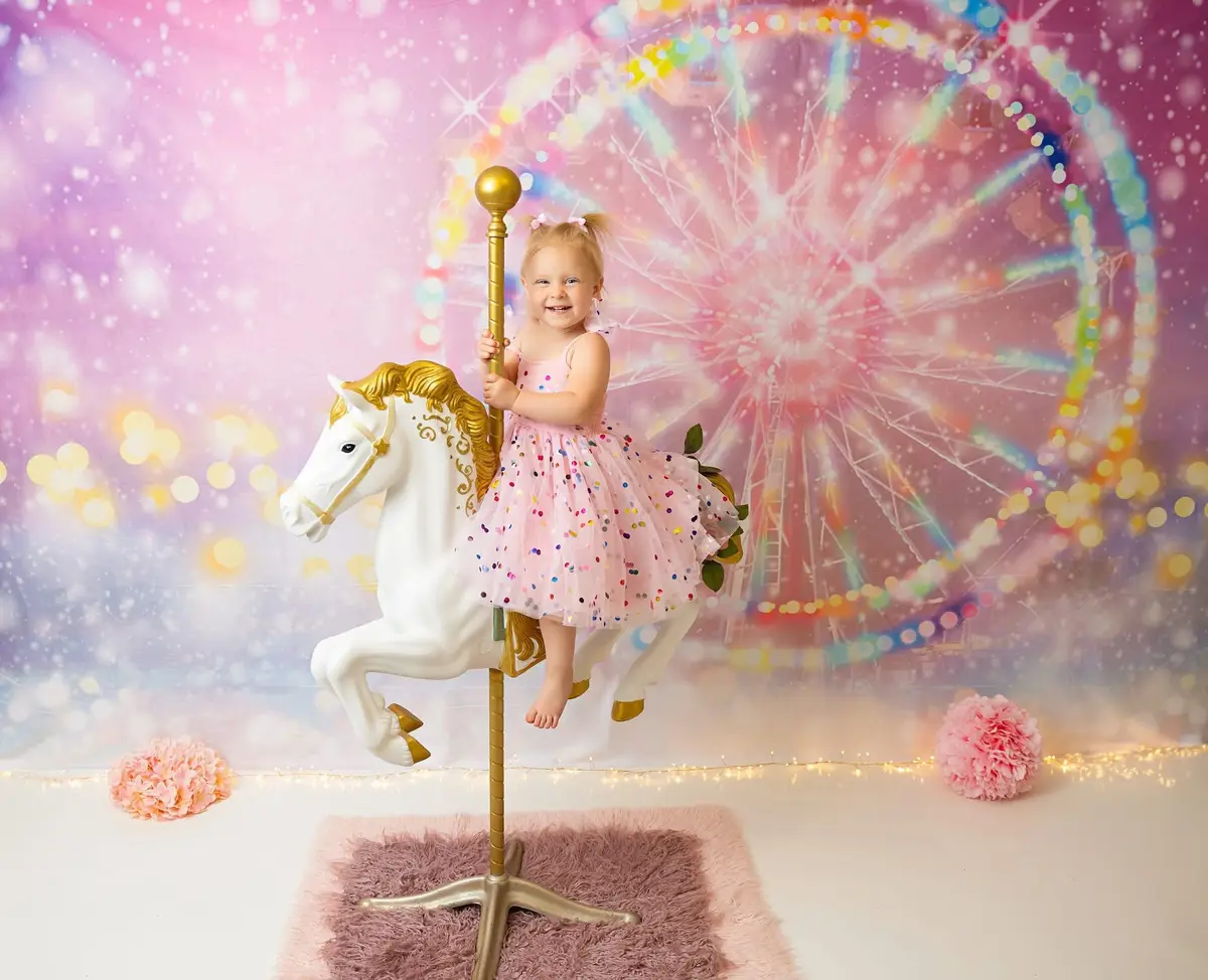 Kate Pink Bokeh Fantasy Ferris Wheel Backdrop Designed by GQ - Image 5