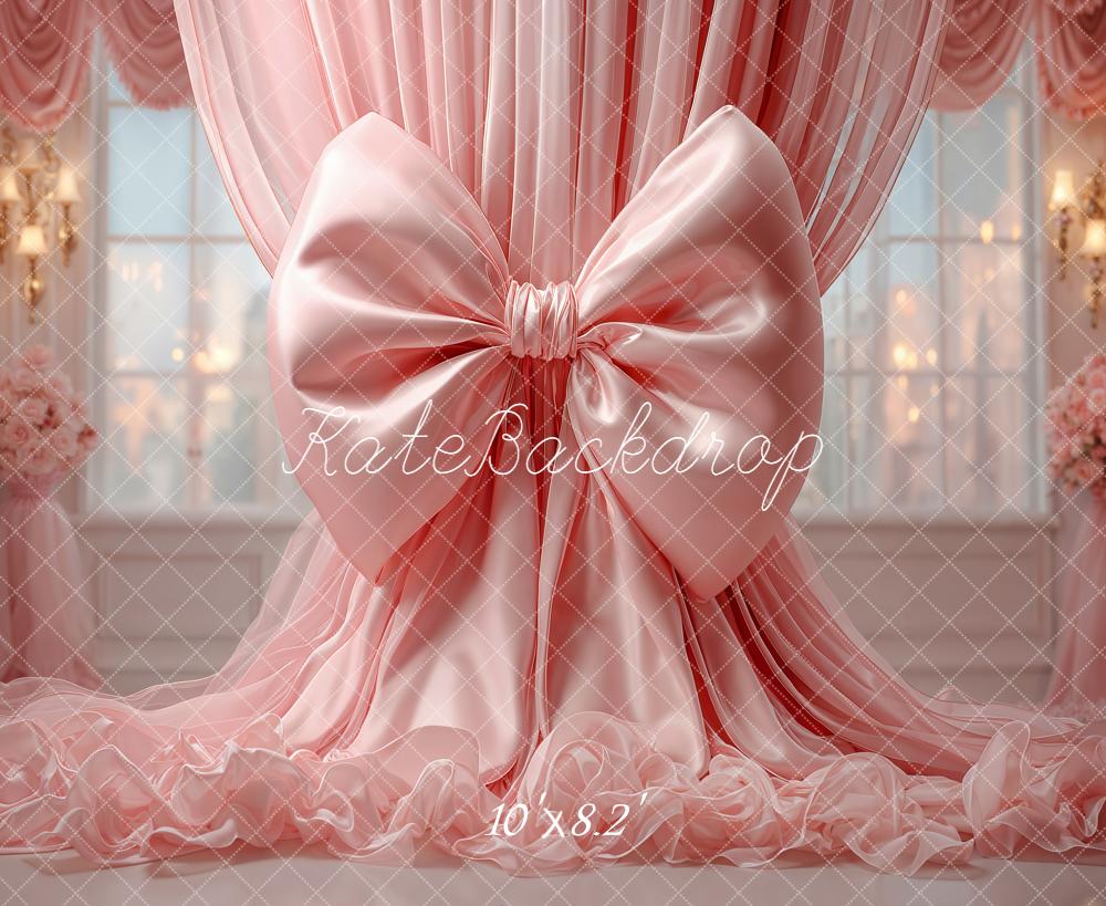 Kate Pink Bow Drapes Floral Backdrop Designed by Emetselch - Image 6