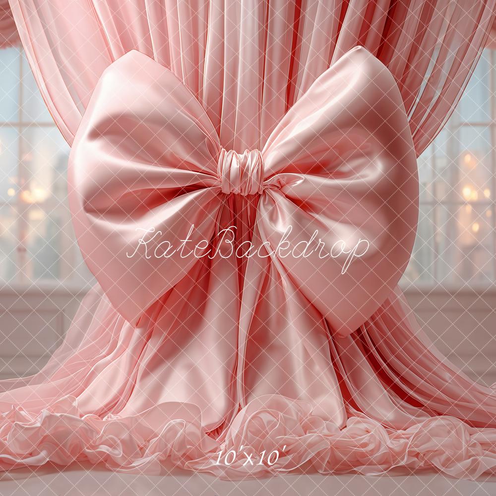 Kate Pink Bow Drapes Floral Backdrop Designed by Emetselch - Image 7