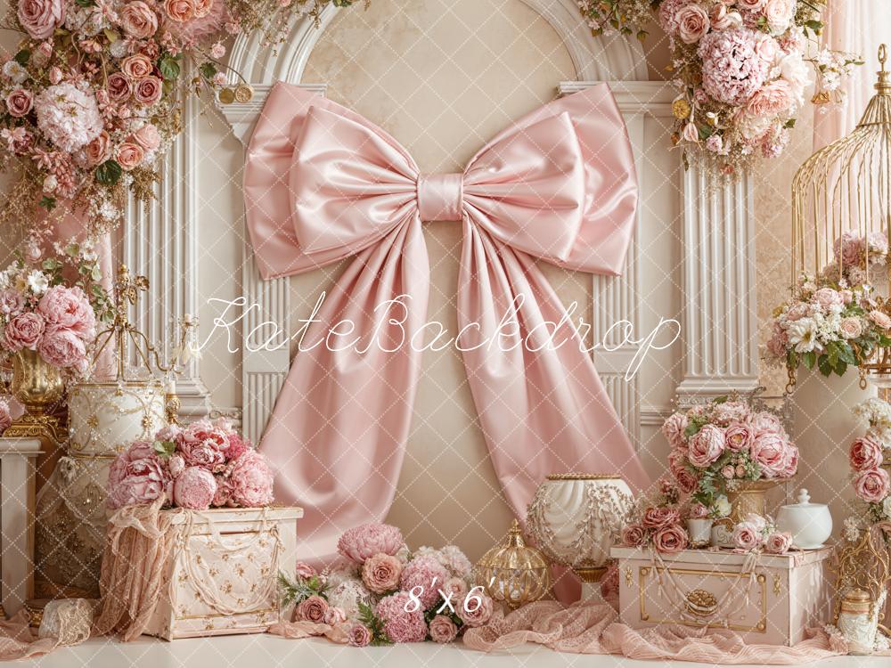 Kate Pink Bow Roses Vintage Arch Backdrop Designed by Emstselch - Image 4