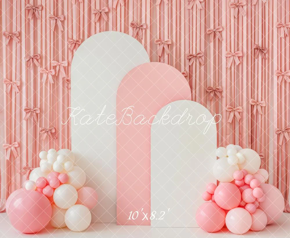Kate Pink Bows Arches Balloons Fleece Backdrop Designed by Patty Robert - Image 3