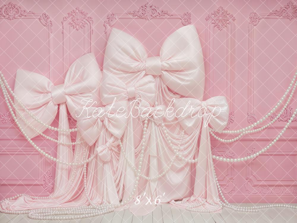 Kate Pink Bows Draped Pearls Backdrop Designed by Emstselch - Image 3