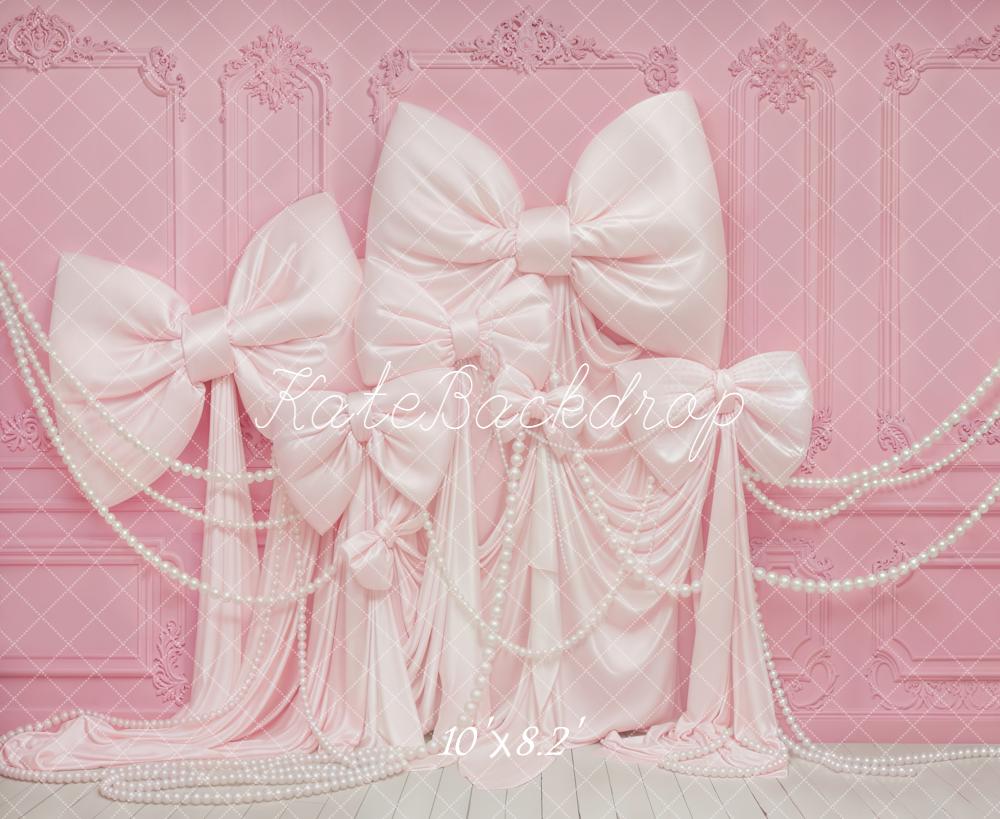 Kate Pink Bows Draped Pearls Backdrop Designed by Emstselch - Image 6