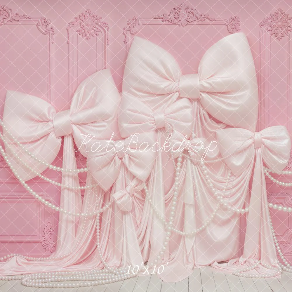 Kate Pink Bows Draped Pearls Backdrop Designed by Emstselch - Image 7