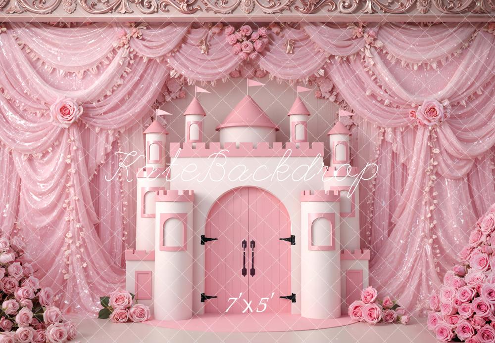 Kate Pink Castle Drapes Backdrop Designed by Mini MakeBelieve