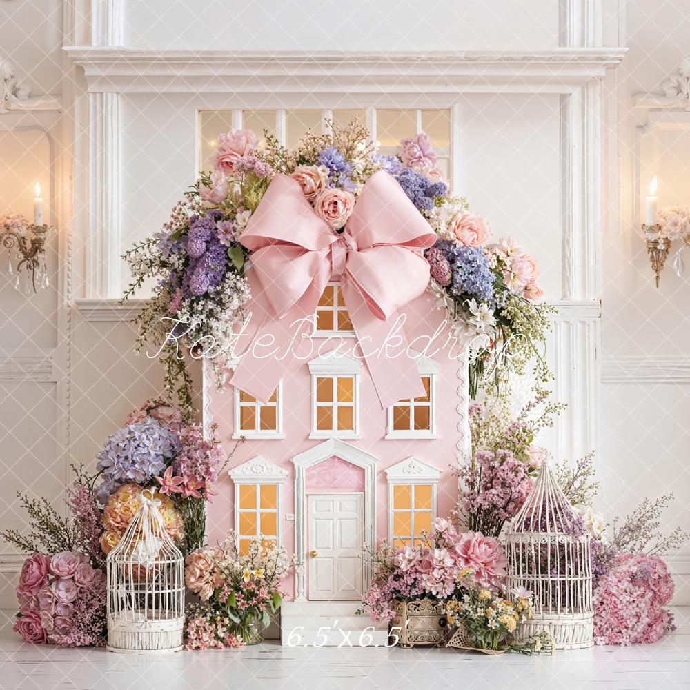 Kate Pink Dollhouse Floral Pastel Backdrop Designed by Emetselch - Image 2