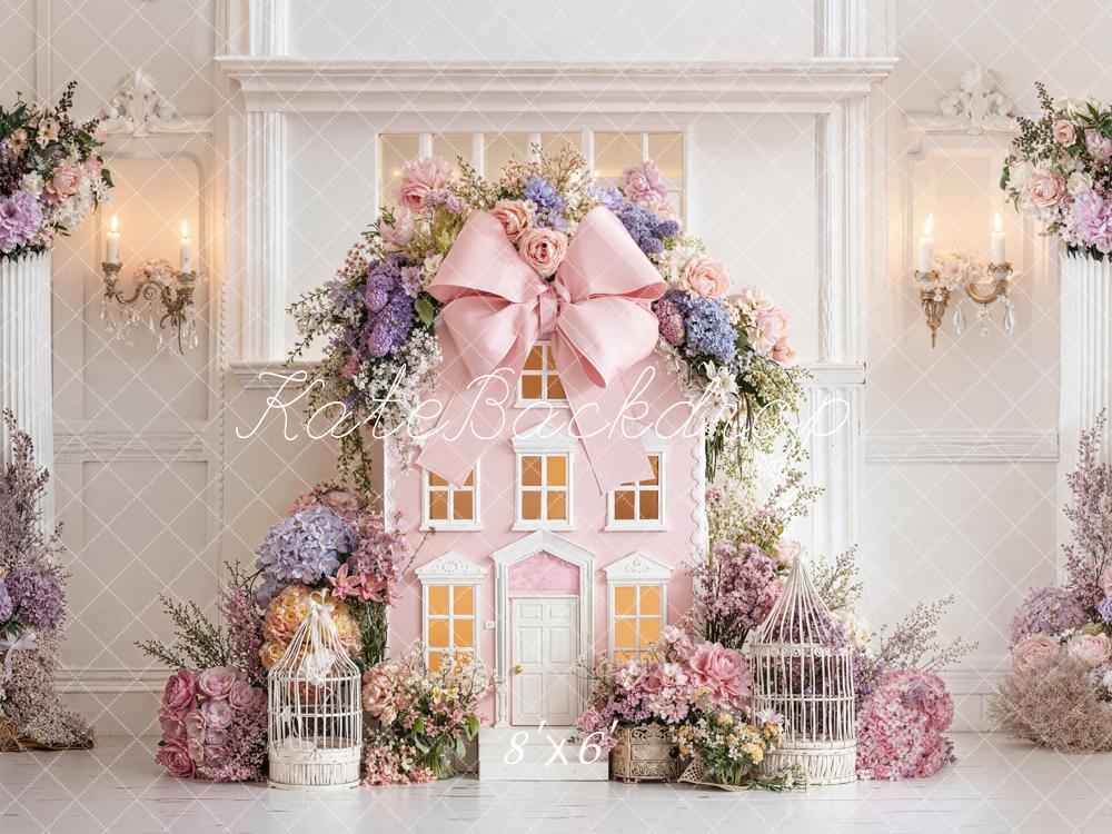 Kate Pink Dollhouse Floral Pastel Backdrop Designed by Emetselch - Image 3