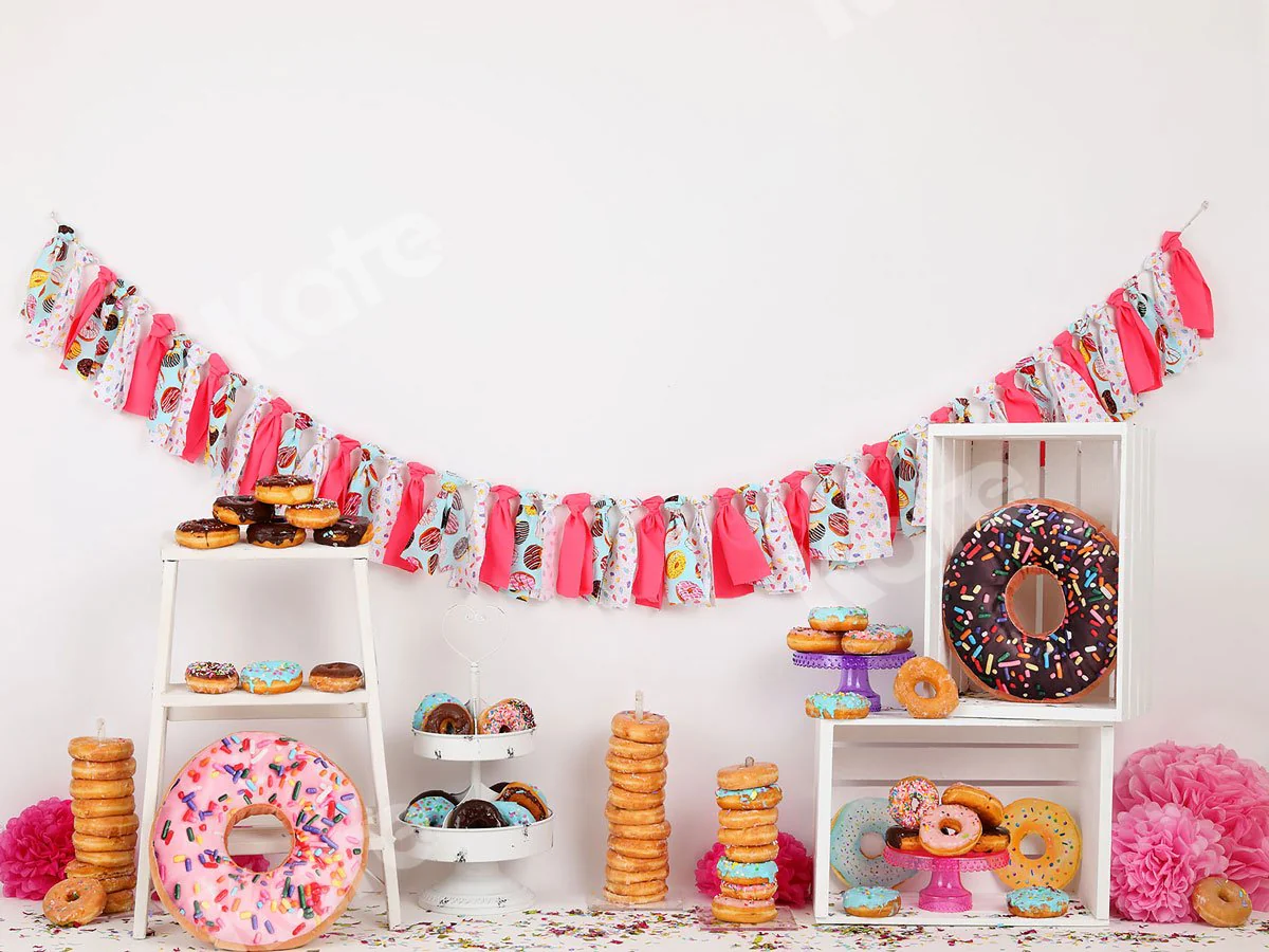 Kate Pink Donut Banners Children Backdrop - Image 2