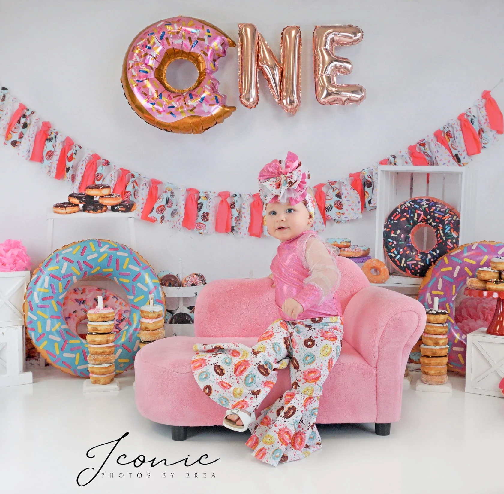 Kate Pink Donut Banners Children Backdrop - Image 4
