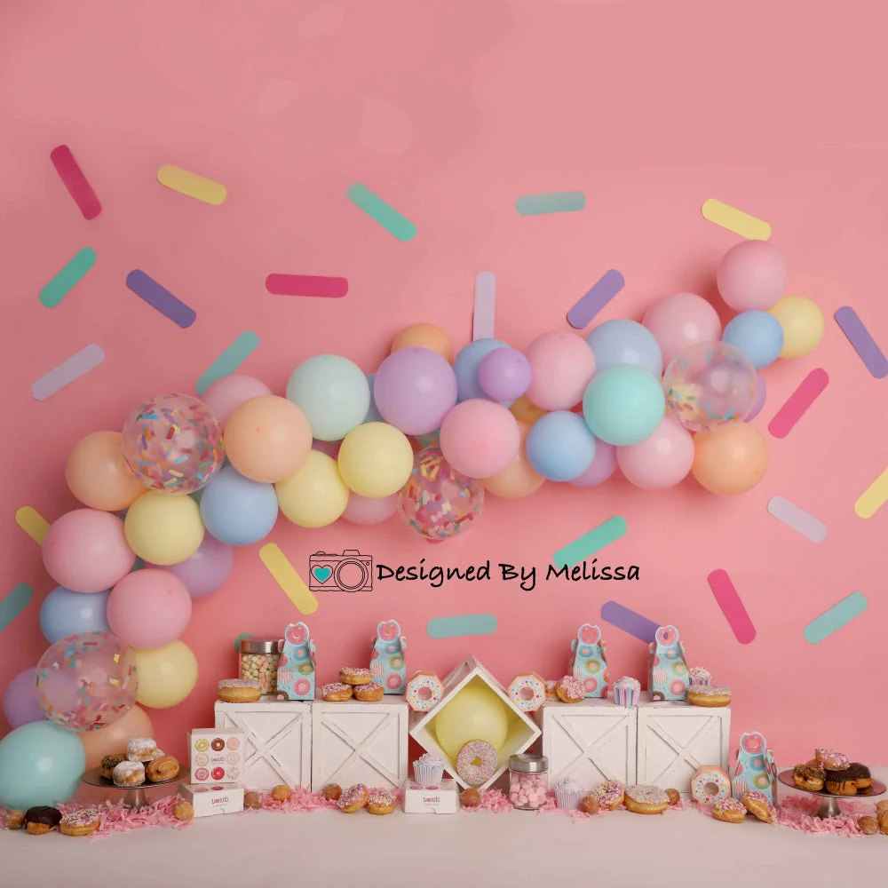 Kate Pink Donut Party Cake Smash Backdrop Designed by Melissa King - Image 2
