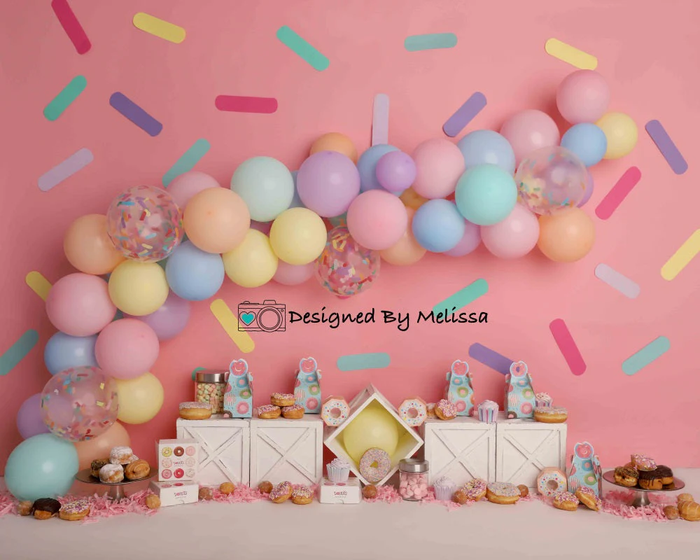 Kate Pink Donut Party Cake Smash Backdrop Designed by Melissa King - Image 3
