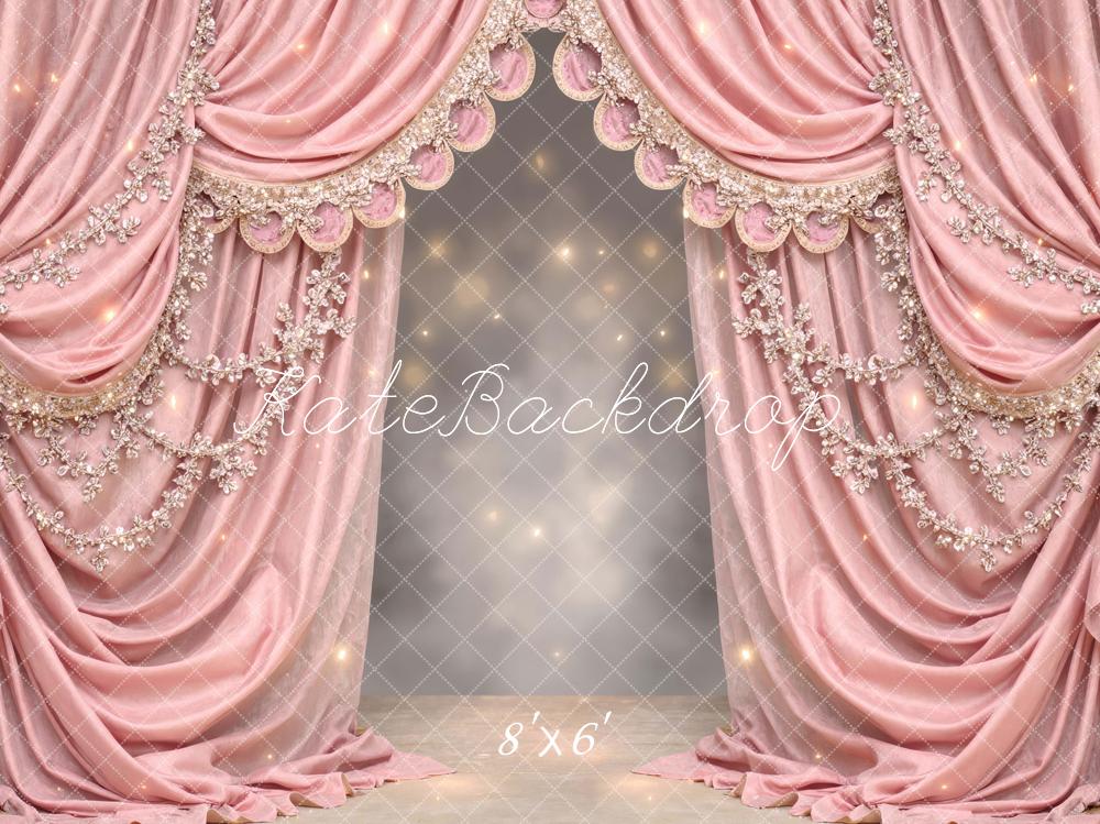 Kate Pink Draped Curtains Elegant Embellishments Backdrop Designed by Mini MakeBelieve - Image 3