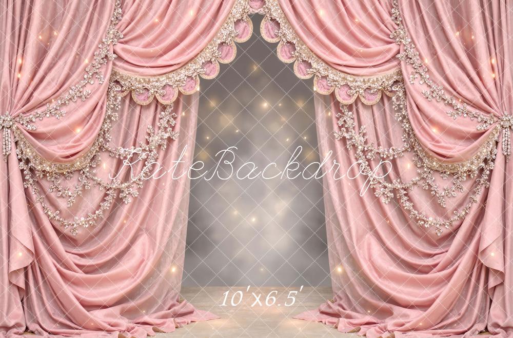 Kate Pink Draped Curtains Elegant Embellishments Backdrop Designed by Mini MakeBelieve - Image 4