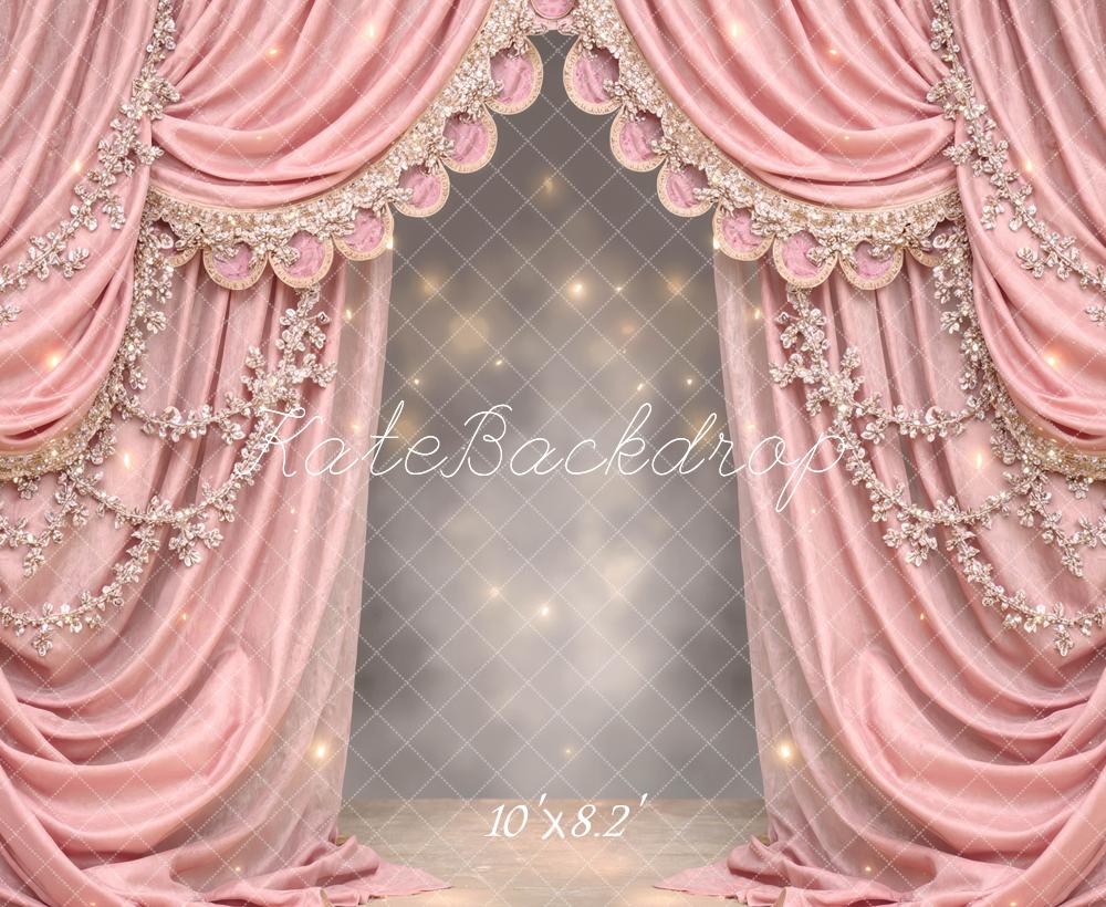 Kate Pink Draped Curtains Elegant Embellishments Backdrop Designed by Mini MakeBelieve - Image 6
