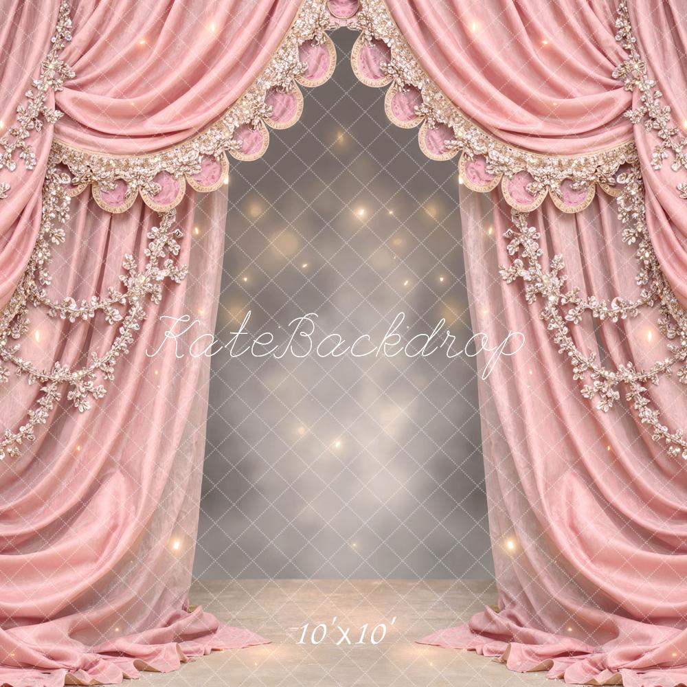 Kate Pink Draped Curtains Elegant Embellishments Backdrop Designed by Mini MakeBelieve - Image 7