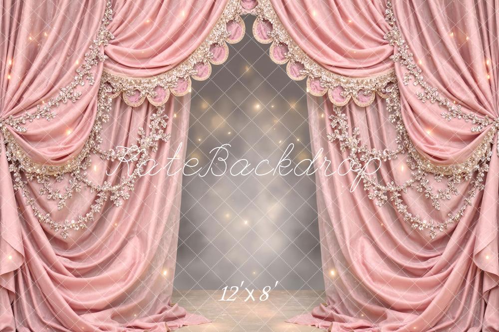 Kate Pink Draped Curtains Elegant Embellishments Backdrop Designed by Mini MakeBelieve - Image 8