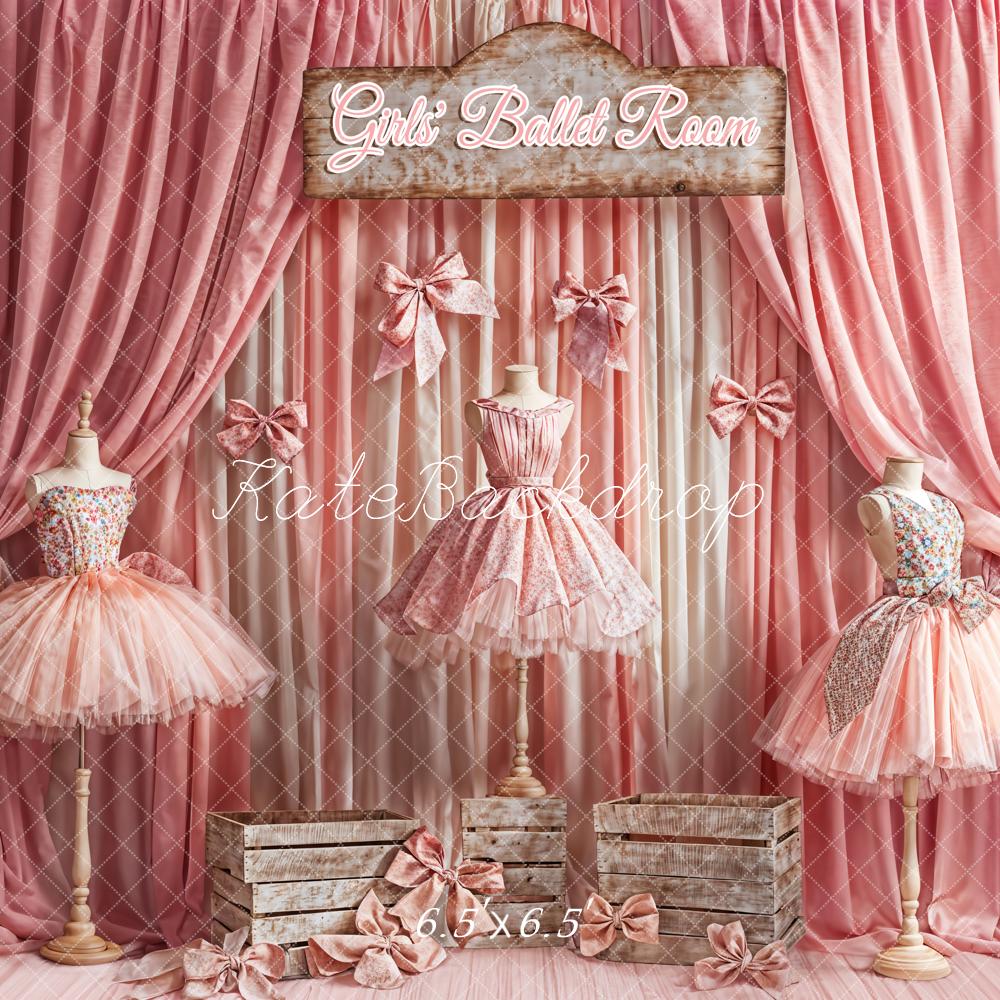 Kate Pink Dress Girls' Ballet Room Curtain Backdrop Designed by Emetselch - Image 2