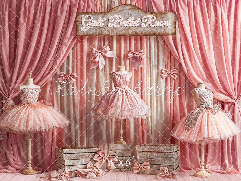 Kate Pink Dress Girls' Ballet Room Curtain Backdrop Designed by Emetselch - Image 3