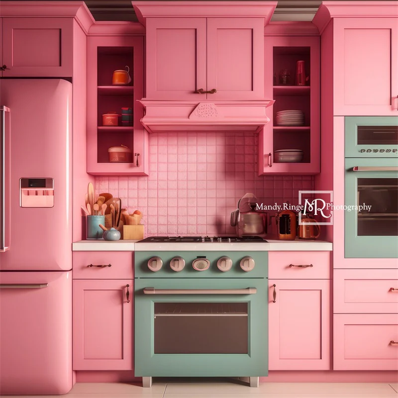 Kate Pink Fantasy Dollhouse Kitchen Backdrop Designed by Mandy Ringe Photography - Image 6
