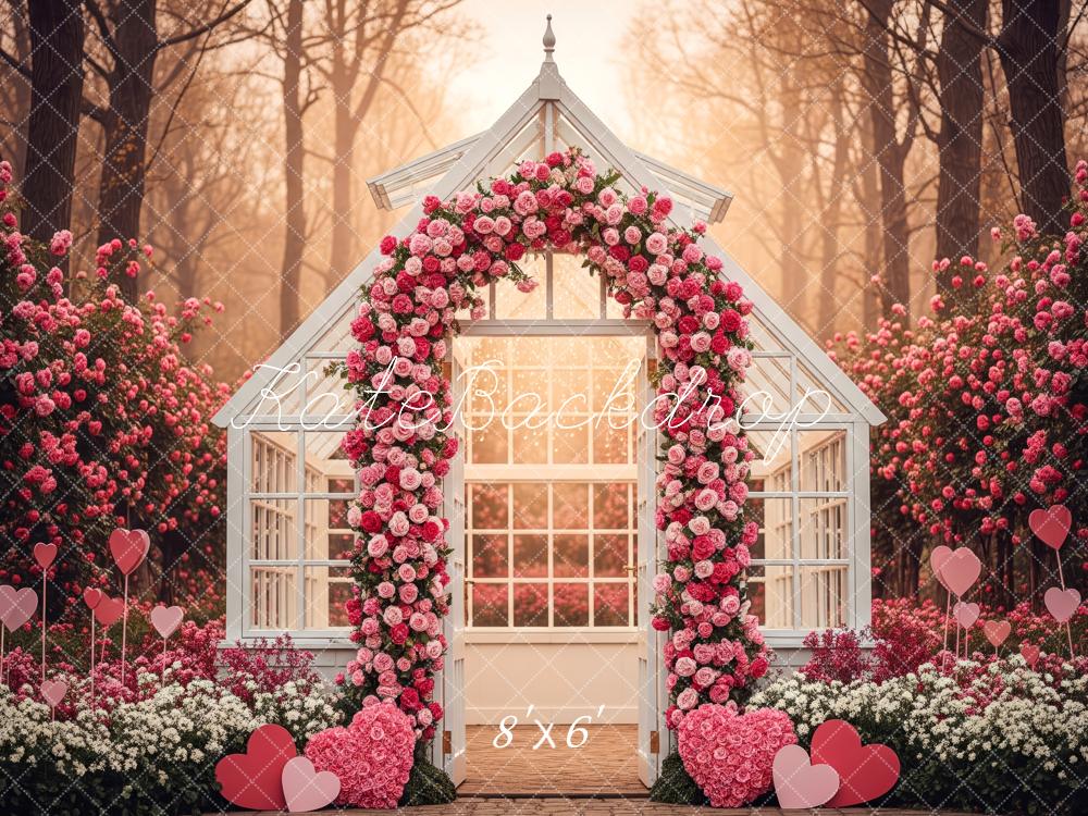 Kate Pink Floral Arch Greenhouse Hearts Backdrop Designed by Patty Robert - Image 3