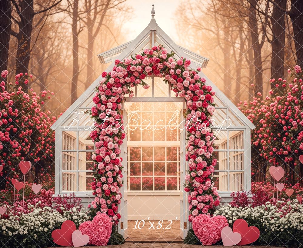 Kate Pink Floral Arch Greenhouse Hearts Backdrop Designed by Patty Robert - Image 6