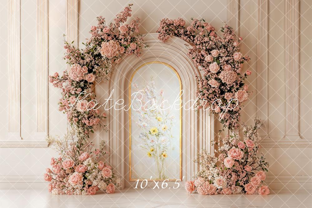 Kate Pink Floral Arch Wall Fleece Backdrop Designed by Chain Photography - Image 2