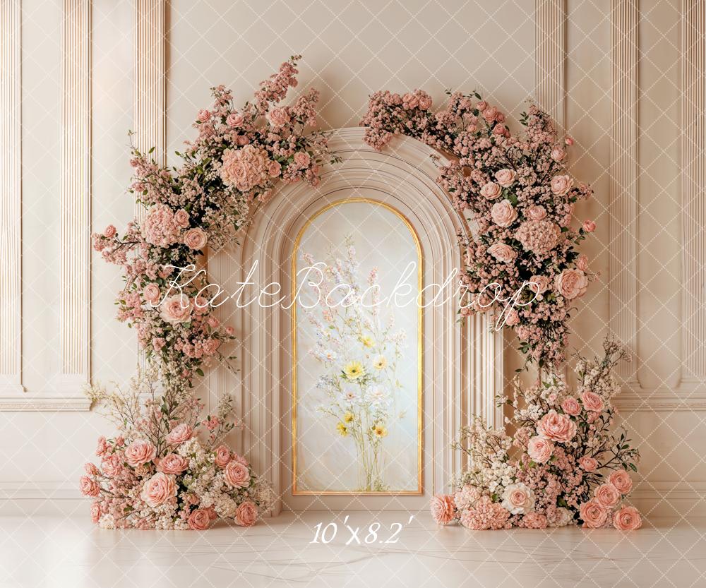 Kate Pink Floral Arch Wall Fleece Backdrop Designed by Chain Photography - Image 3
