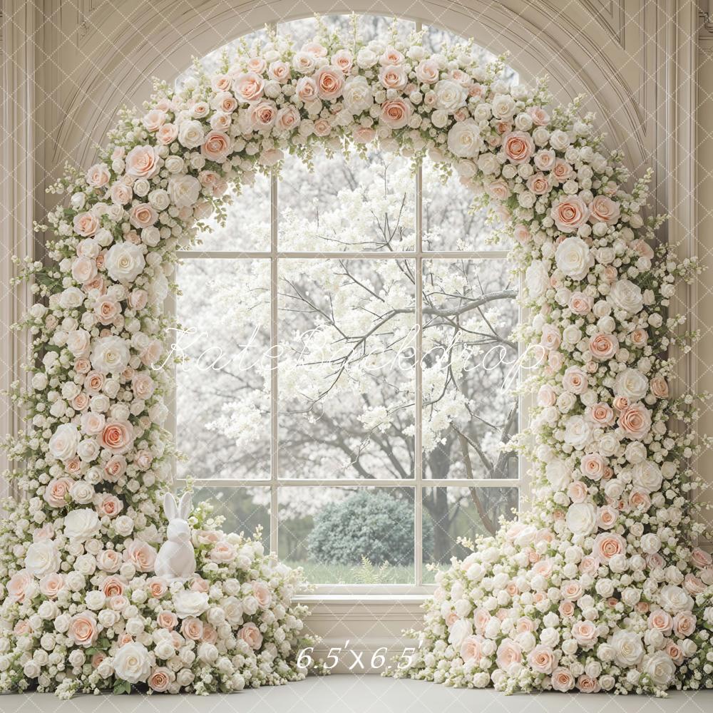 Kate Pink Floral Arch Window Backdrop Designed by Mini MakeBelieve - Image 2