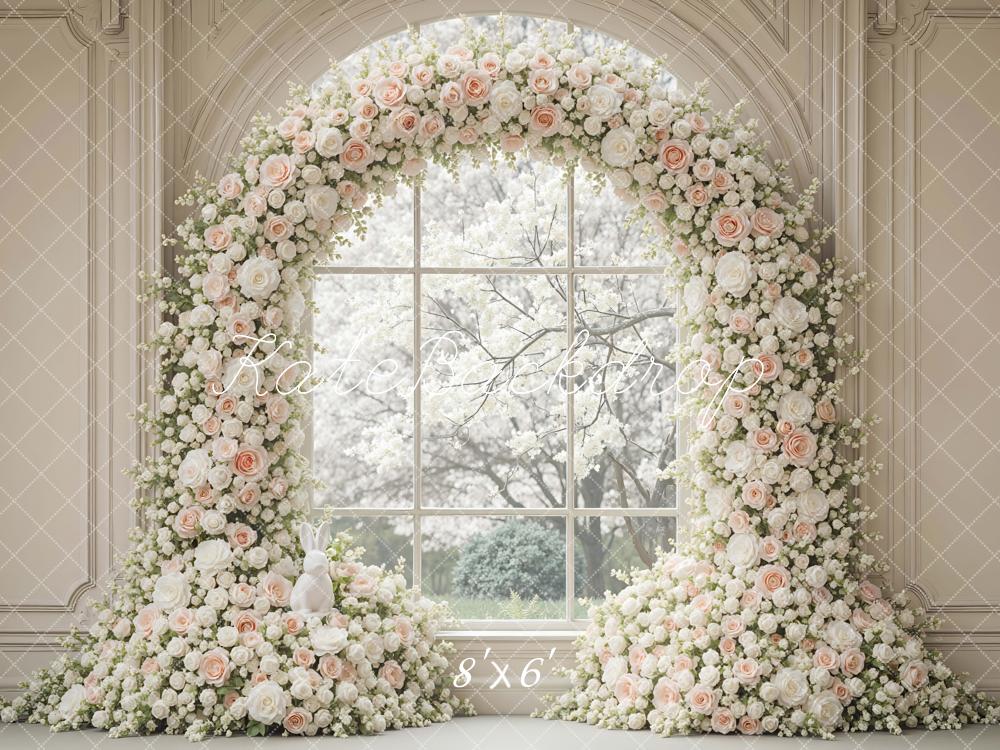 Kate Pink Floral Arch Window Backdrop Designed by Mini MakeBelieve - Image 3