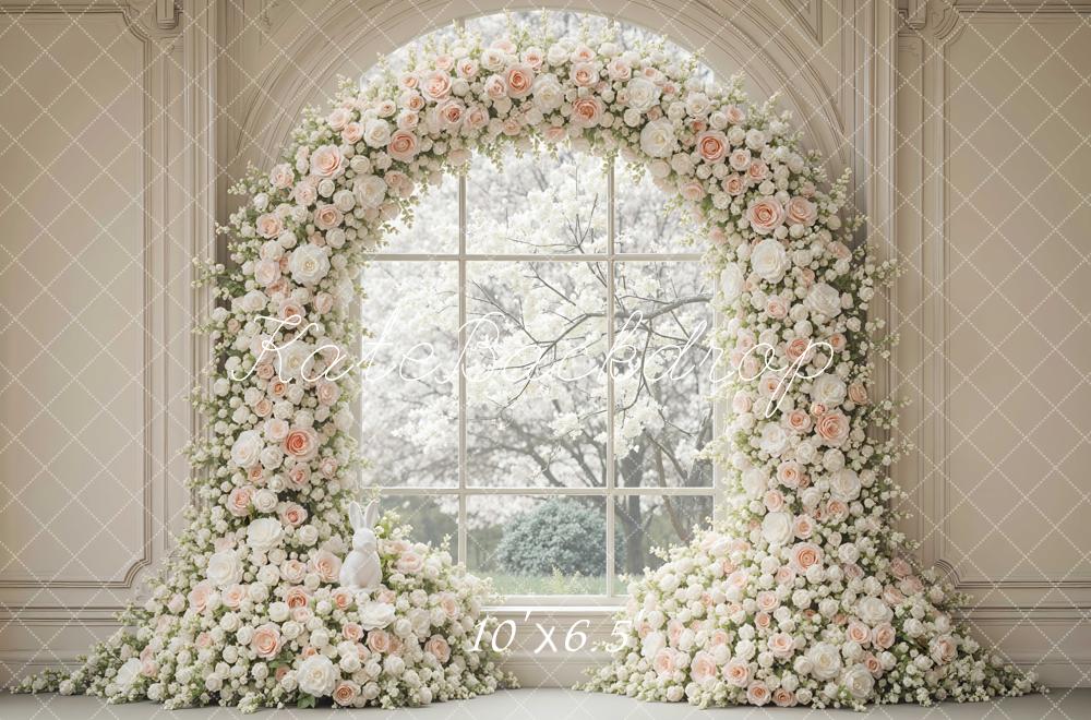 Kate Pink Floral Arch Window Backdrop Designed by Mini MakeBelieve - Image 4