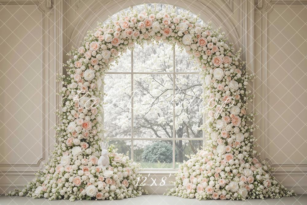 Kate Pink Floral Arch Window Backdrop Designed by Mini MakeBelieve - Image 8