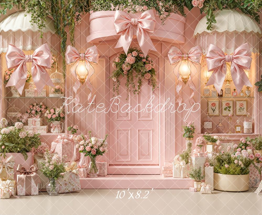 Kate Pink Floral Bows Garden Fleece Backdrop Designed by Emetselch - Image 3