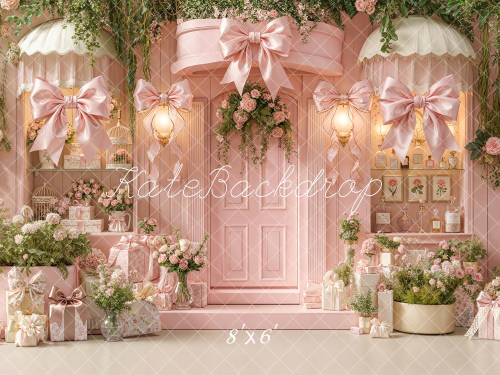 Kate Pink Floral Bows Wrapped Gifts Backdrop Designed by Emetselch - Image 3
