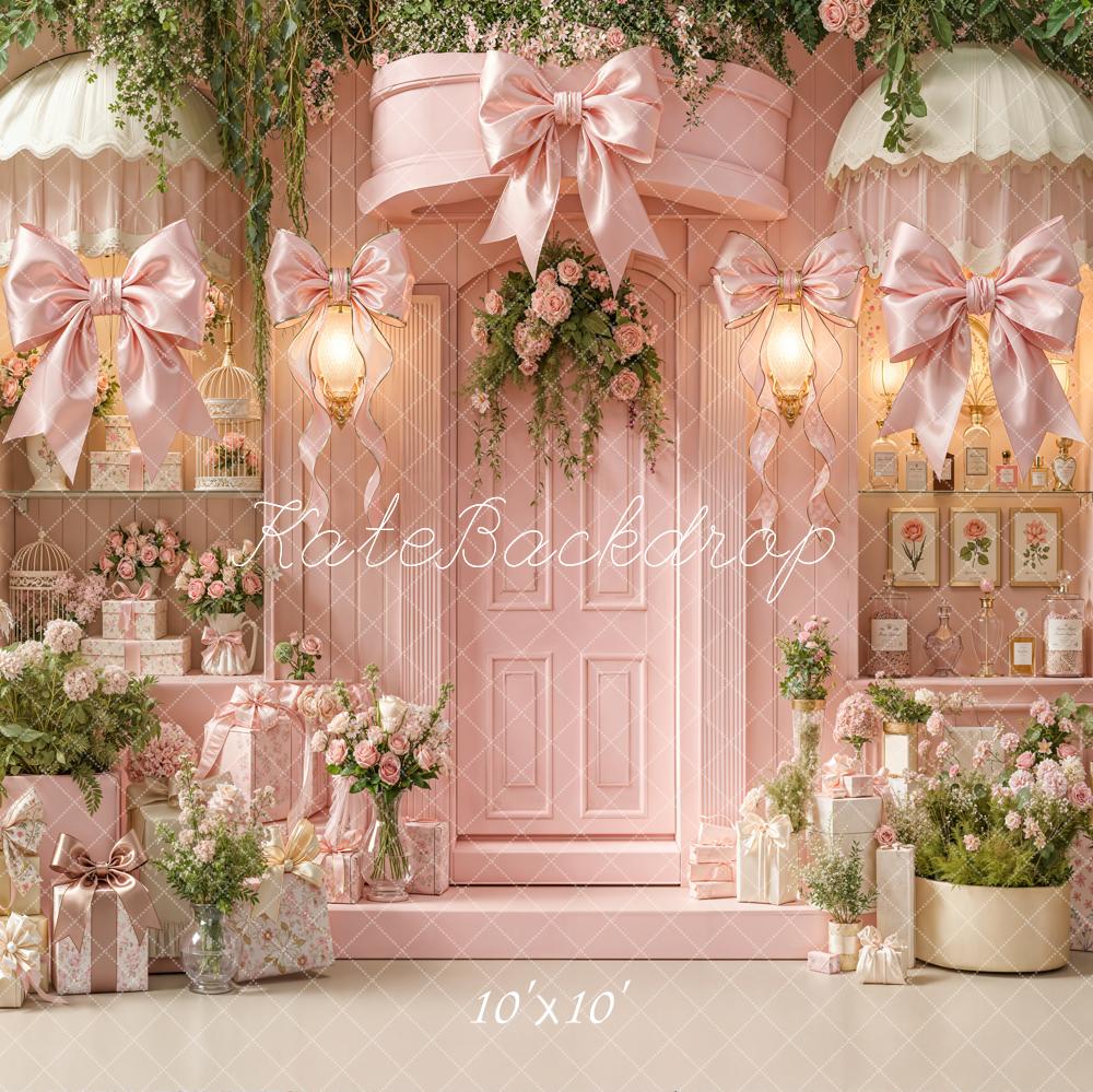 Kate Pink Floral Bows Wrapped Gifts Backdrop Designed by Emetselch - Image 7